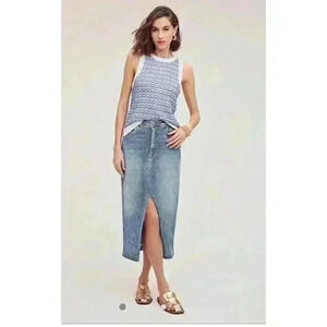Sam Edelman KORI HIGH RISE MIDI SKIRT Size 28. Jean Skirt,‎ Fall, Split Front,